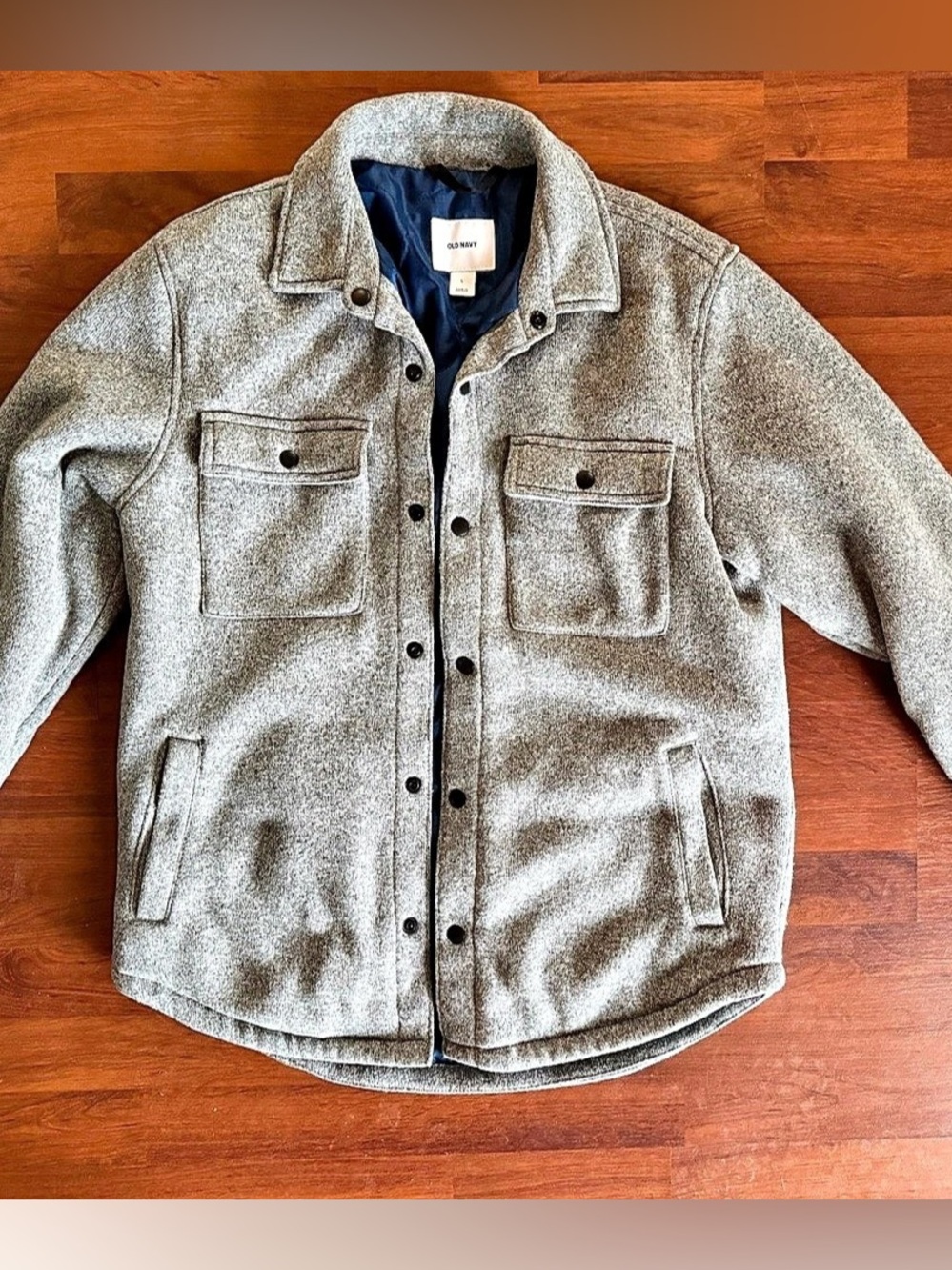 Old Navy Sweater-Fleece Shirt Jacket Men's Gray & Blue Size Large